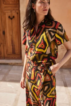 Online Culotte de viscosa fluida Mujer Pantalones|Novedades