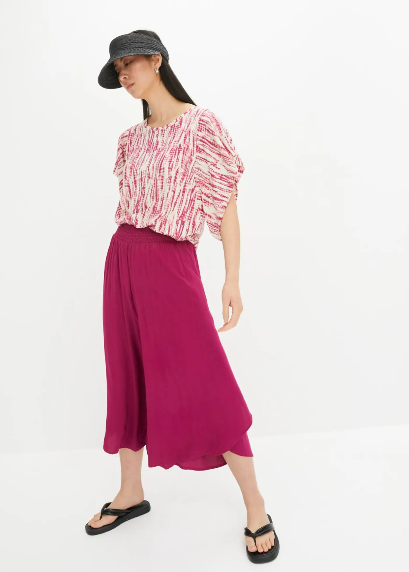 Culotte hasta la pantorrilla de viscosa sostenible Mujer Pantalones
