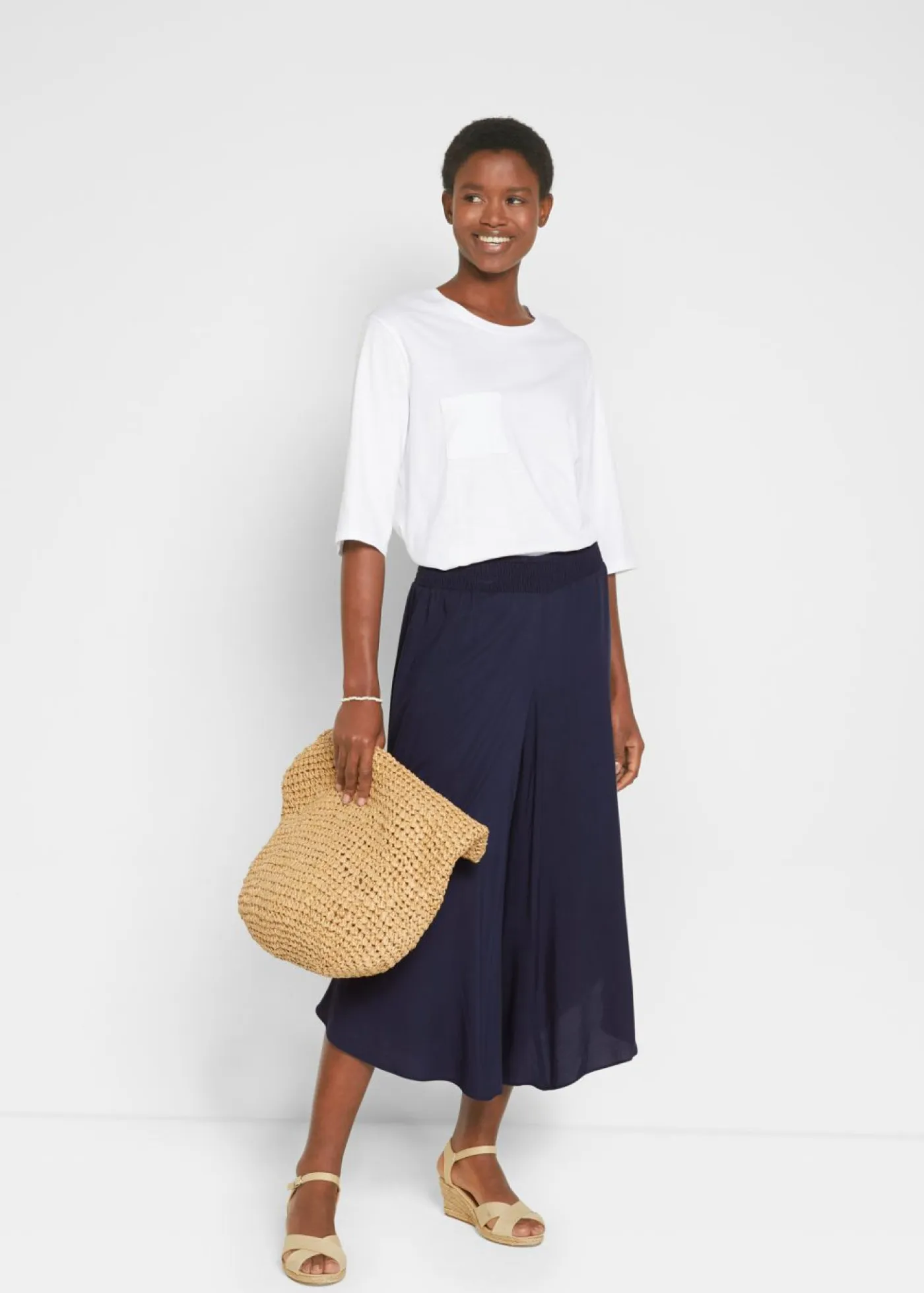 Culotte hasta la pantorrilla de viscosa sostenible Mujer Pantalones