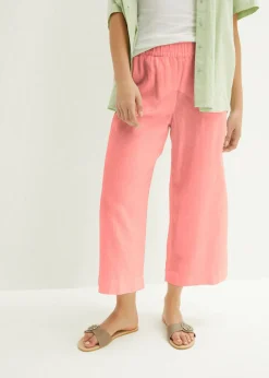 New Culotte hasta la pantorrilla de mezcla de lino ligero Mujer Pantalones