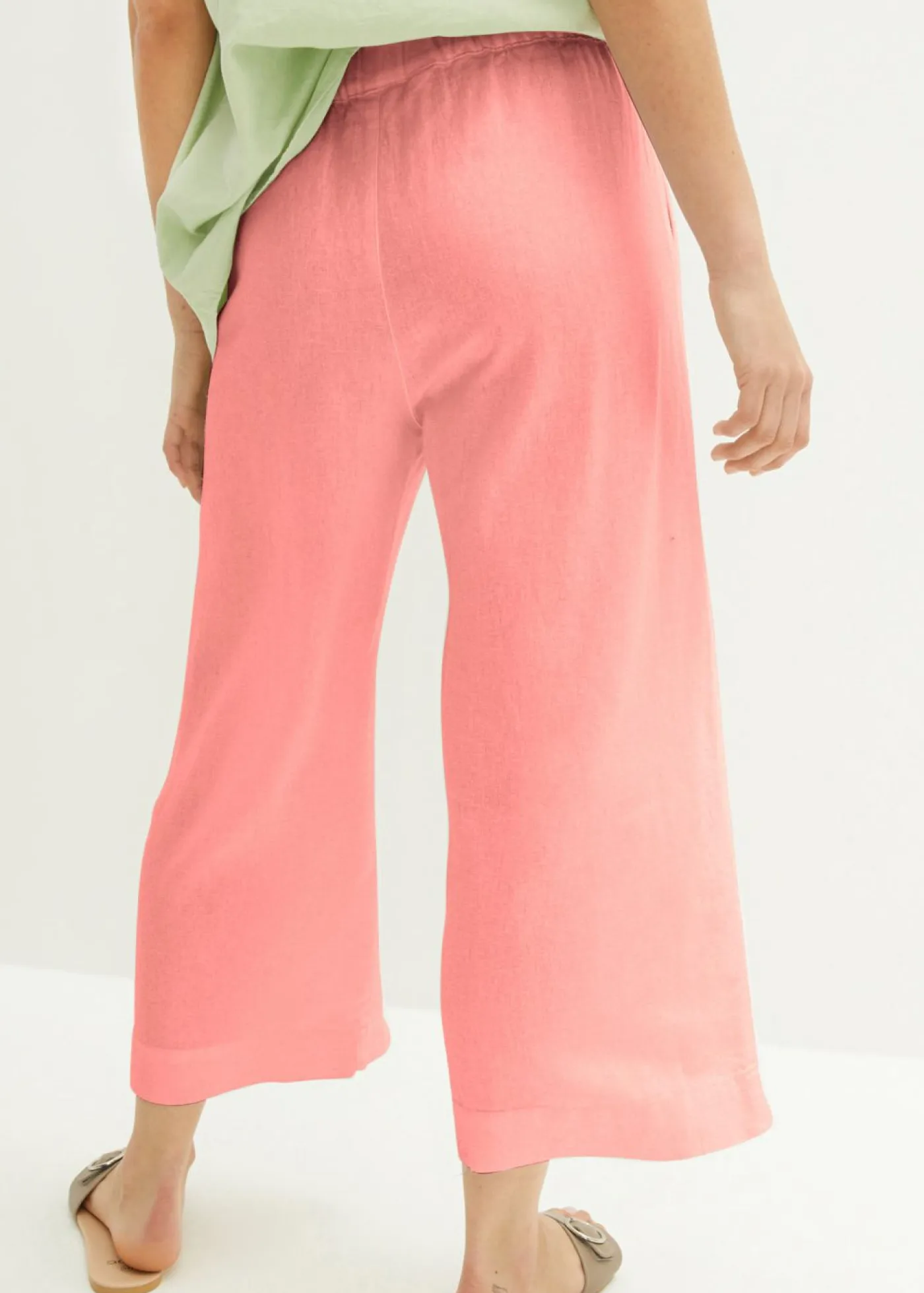 New Culotte hasta la pantorrilla de mezcla de lino ligero Mujer Pantalones