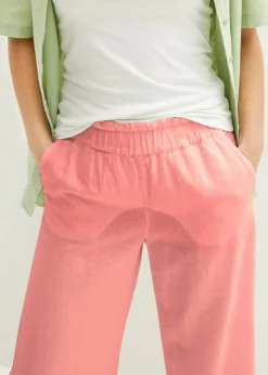 New Culotte hasta la pantorrilla de mezcla de lino ligero Mujer Pantalones
