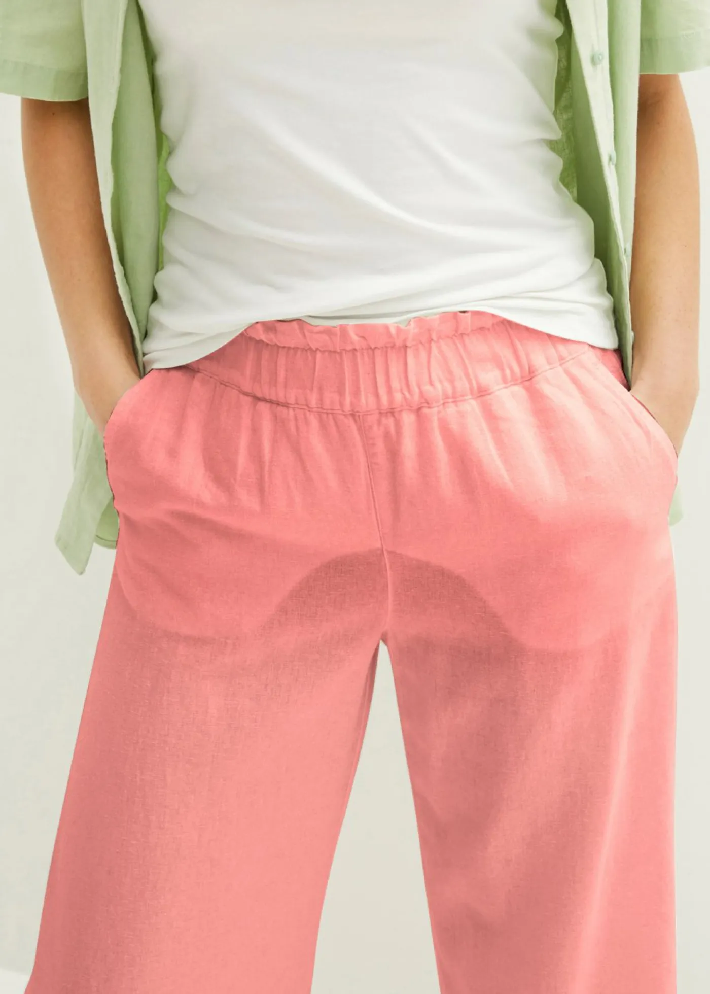 New Culotte hasta la pantorrilla de mezcla de lino ligero Mujer Pantalones