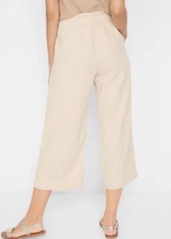 Culotte hasta la pantorrilla de mezcla de lino ligero Mujer Pantalones