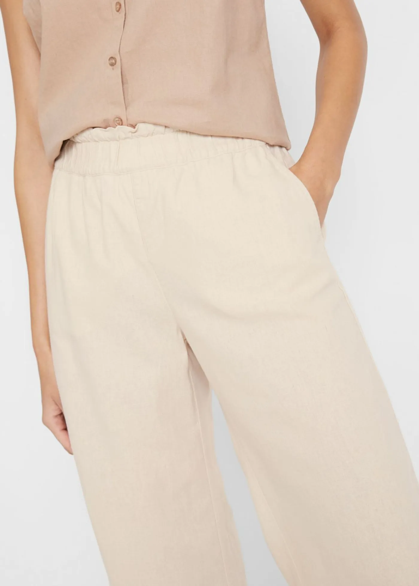 Culotte hasta la pantorrilla de mezcla de lino ligero Mujer Pantalones