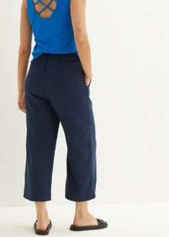 Online Culotte hasta la pantorrilla de mezcla de lino ligero Mujer Pantalones