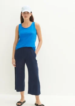 Online Culotte hasta la pantorrilla de mezcla de lino ligero Mujer Pantalones