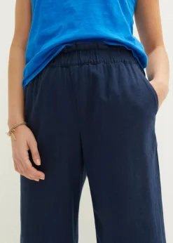 Online Culotte hasta la pantorrilla de mezcla de lino ligero Mujer Pantalones