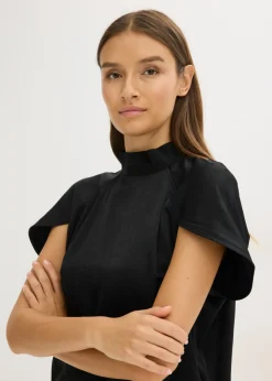 Outlet Elegante blusa de manga corta de satén brillante Mujer Camisas Y Blusas