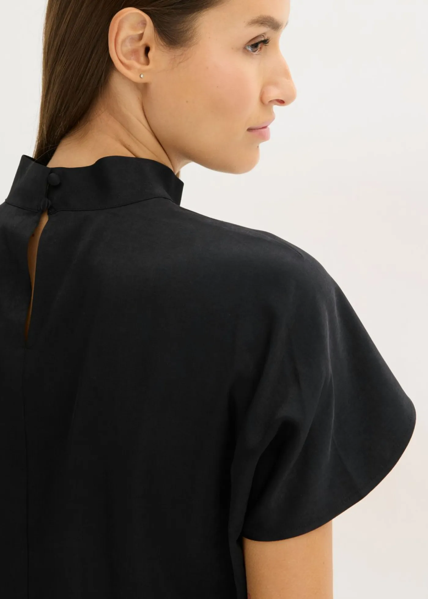 Outlet Elegante blusa de manga corta de satén brillante Mujer Camisas Y Blusas