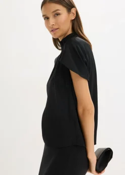 Outlet Elegante blusa de manga corta de satén brillante Mujer Camisas Y Blusas