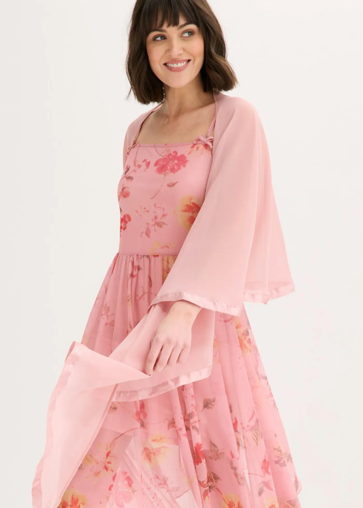 Online Estola con un delicado detalle de satén Mujer Ponchos|Jerséis