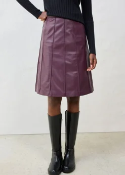 Discount Falda acampanada de napa de cordero Mujer Premium|Faldas