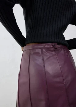 Discount Falda acampanada de napa de cordero Mujer Premium|Faldas