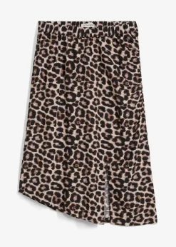 Falda con abertura y estampado de leopardo Mujer Faldas