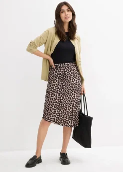 Falda con abertura y estampado de leopardo Mujer Faldas