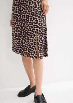 Falda con abertura y estampado de leopardo Mujer Faldas