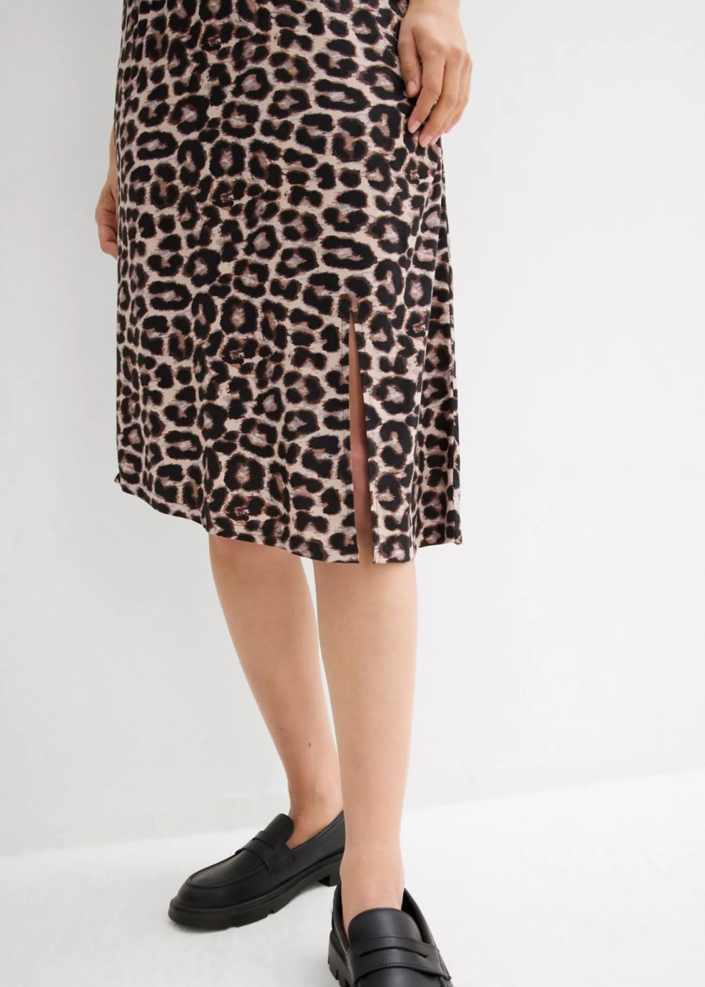 Falda con abertura y estampado de leopardo Mujer Faldas