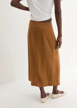 Outlet Falda cruzada de lino puro Mujer Premium|Faldas