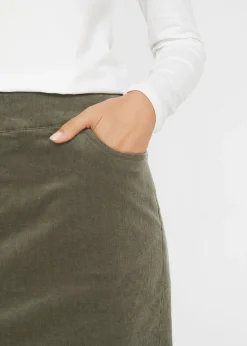 Online Falda de algodón de pana, elástica, con cintura cómoda Mujer Faldas