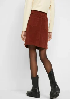 Clearance Falda de algodón de pana, elástica, con cintura cómoda Mujer Faldas