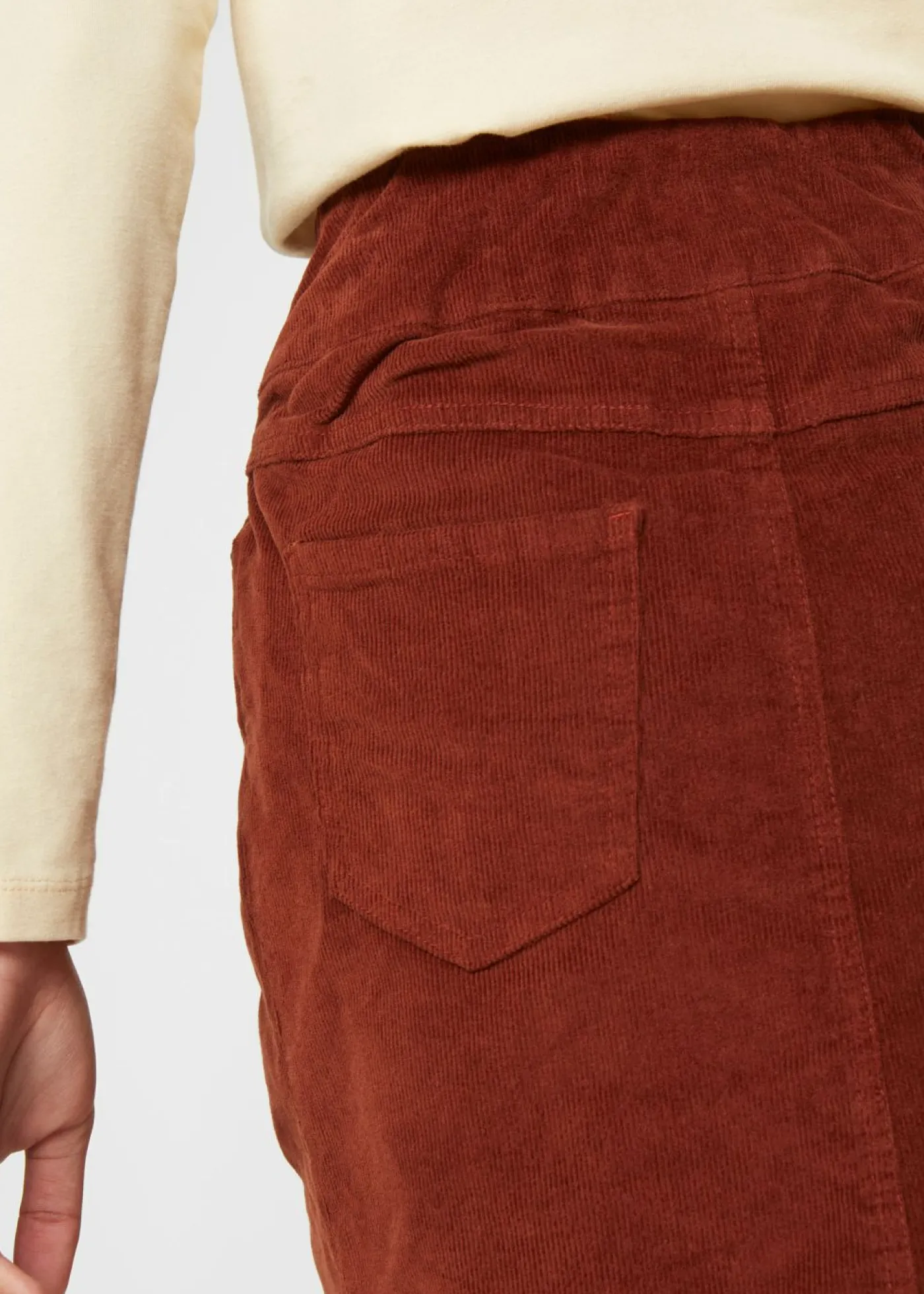 Clearance Falda de algodón de pana, elástica, con cintura cómoda Mujer Faldas
