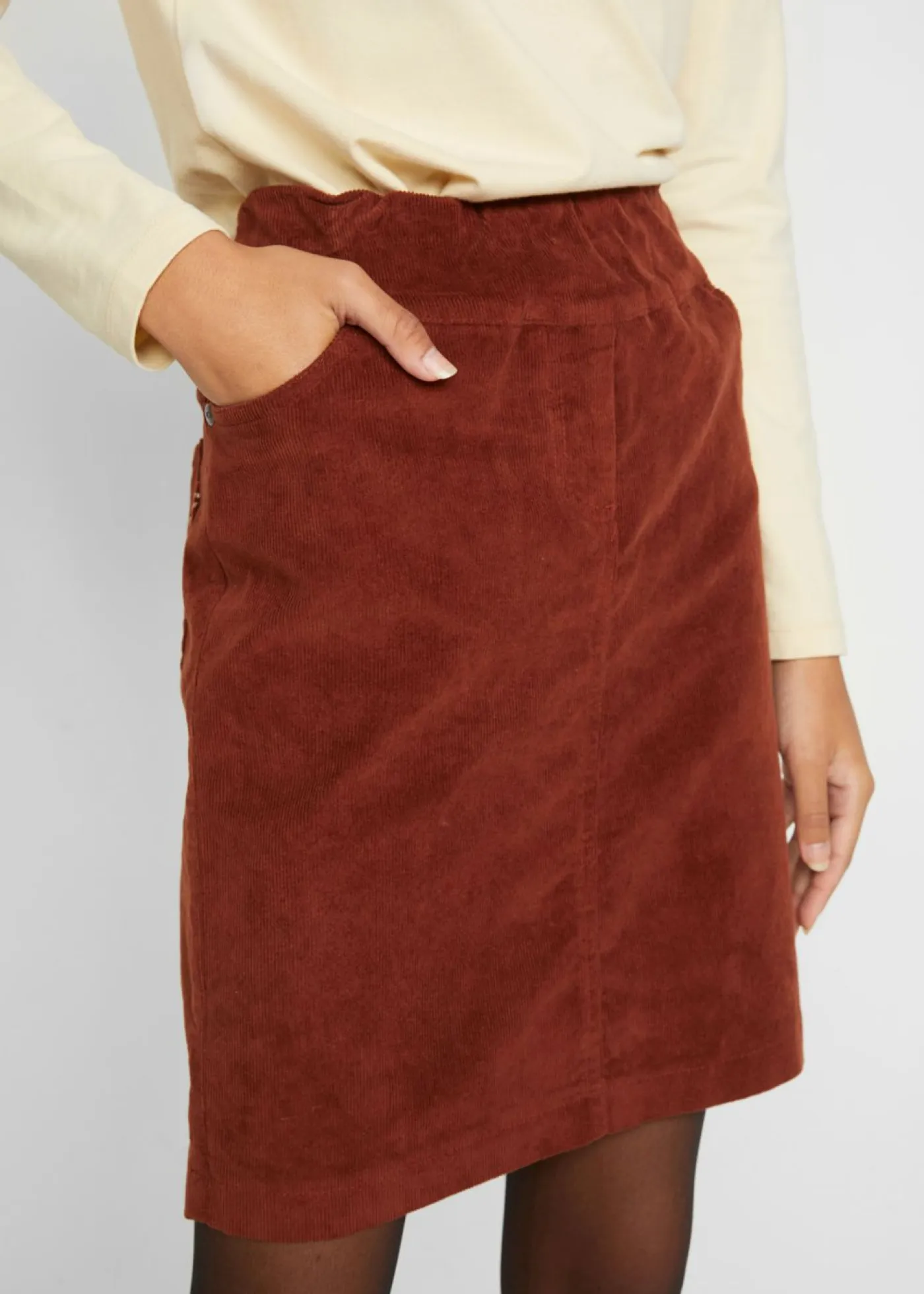 Clearance Falda de algodón de pana, elástica, con cintura cómoda Mujer Faldas