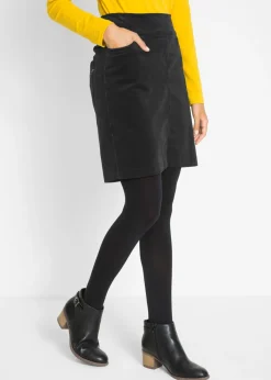 Best Falda de algodón de pana, elástica, con cintura cómoda Mujer Faldas