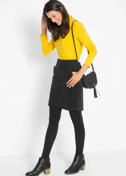 Best Falda de algodón de pana, elástica, con cintura cómoda Mujer Faldas