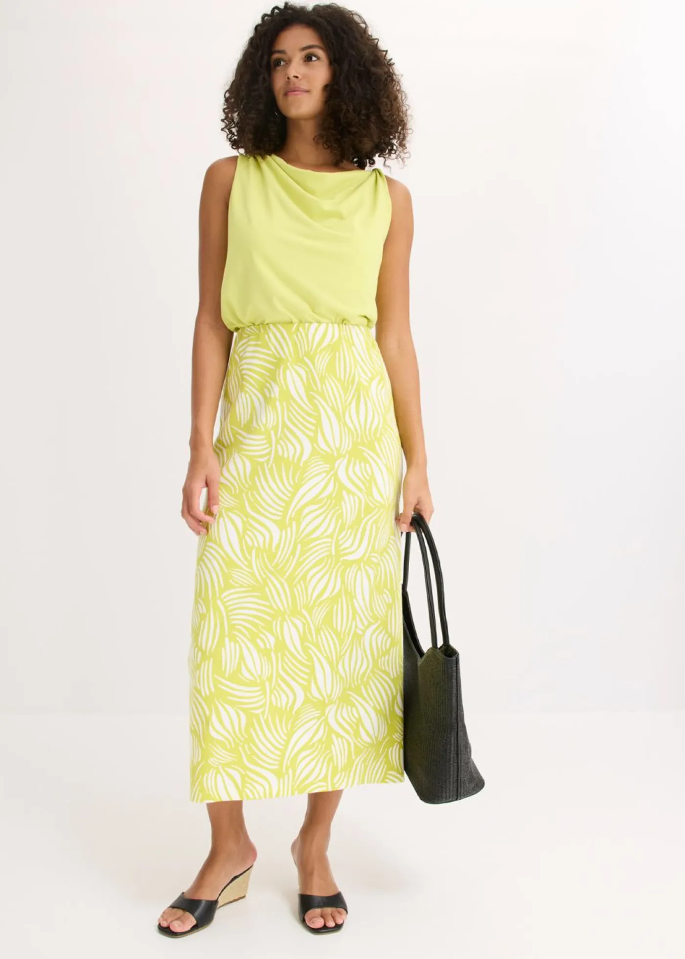 New Falda de punto de algodón elástico Mujer Faldas