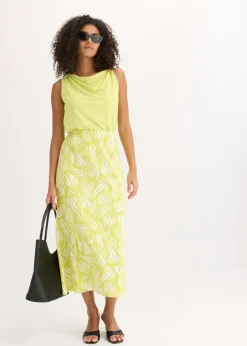 New Falda de punto de algodón elástico Mujer Faldas