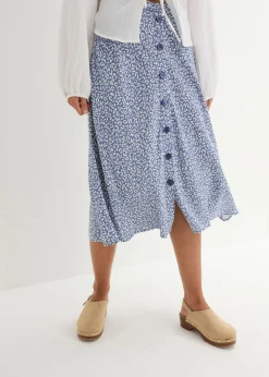 New Falda de viscosa hasta la rodilla con bolsillos y cintura cómoda Mujer Faldas