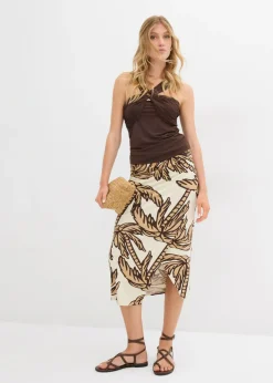 Clearance Falda estampada de punto de mezcla de viscosa suave Mujer Faldas
