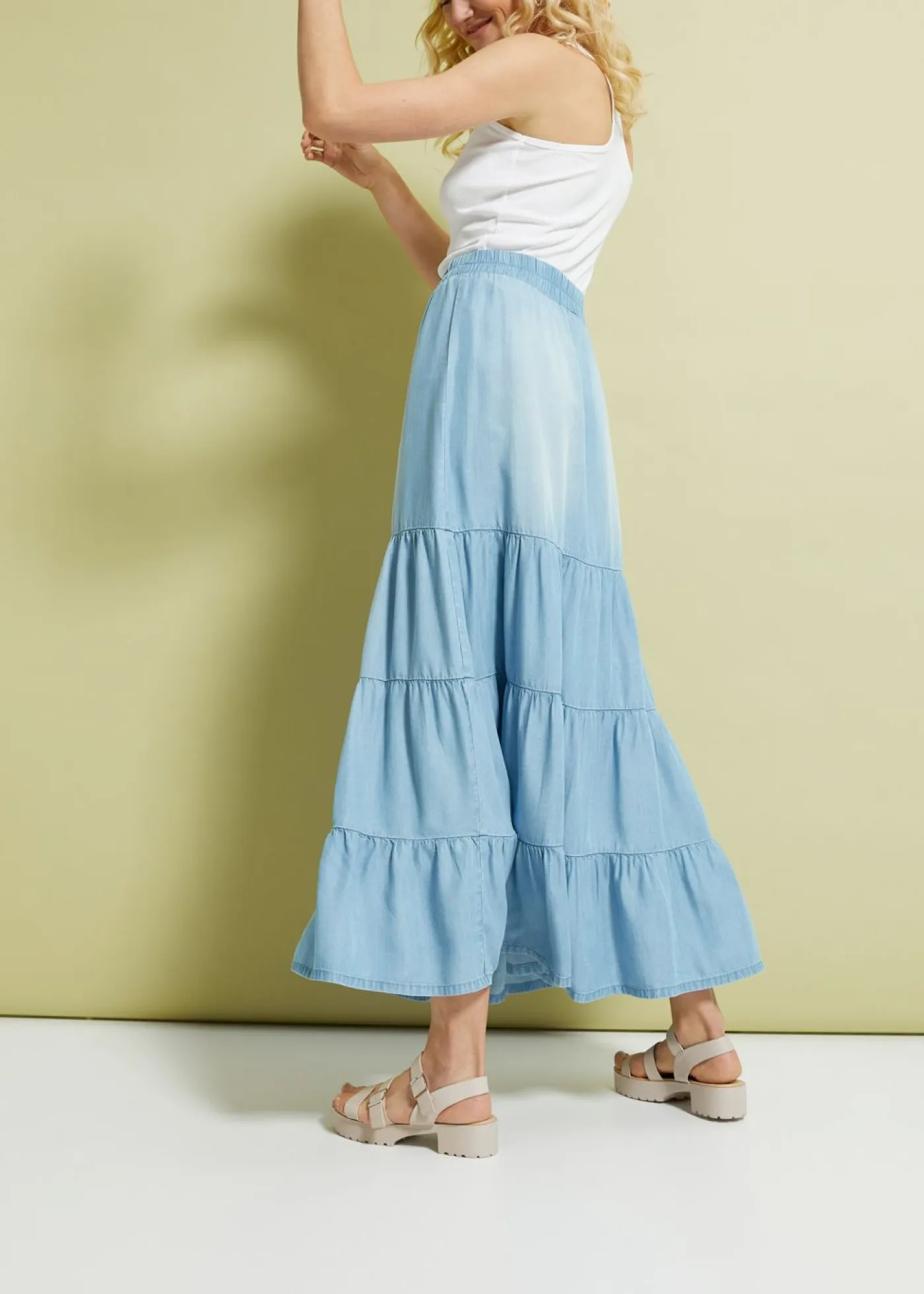 Outlet Falda larga de capas de TENCEL鈩 Mujer Faldas