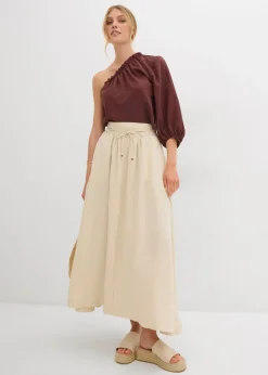 Outlet Falda larga de mezcla de lyocell fluido Mujer Faldas