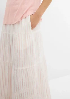 Clearance Falda larga de rayas de algodón puro Mujer Faldas