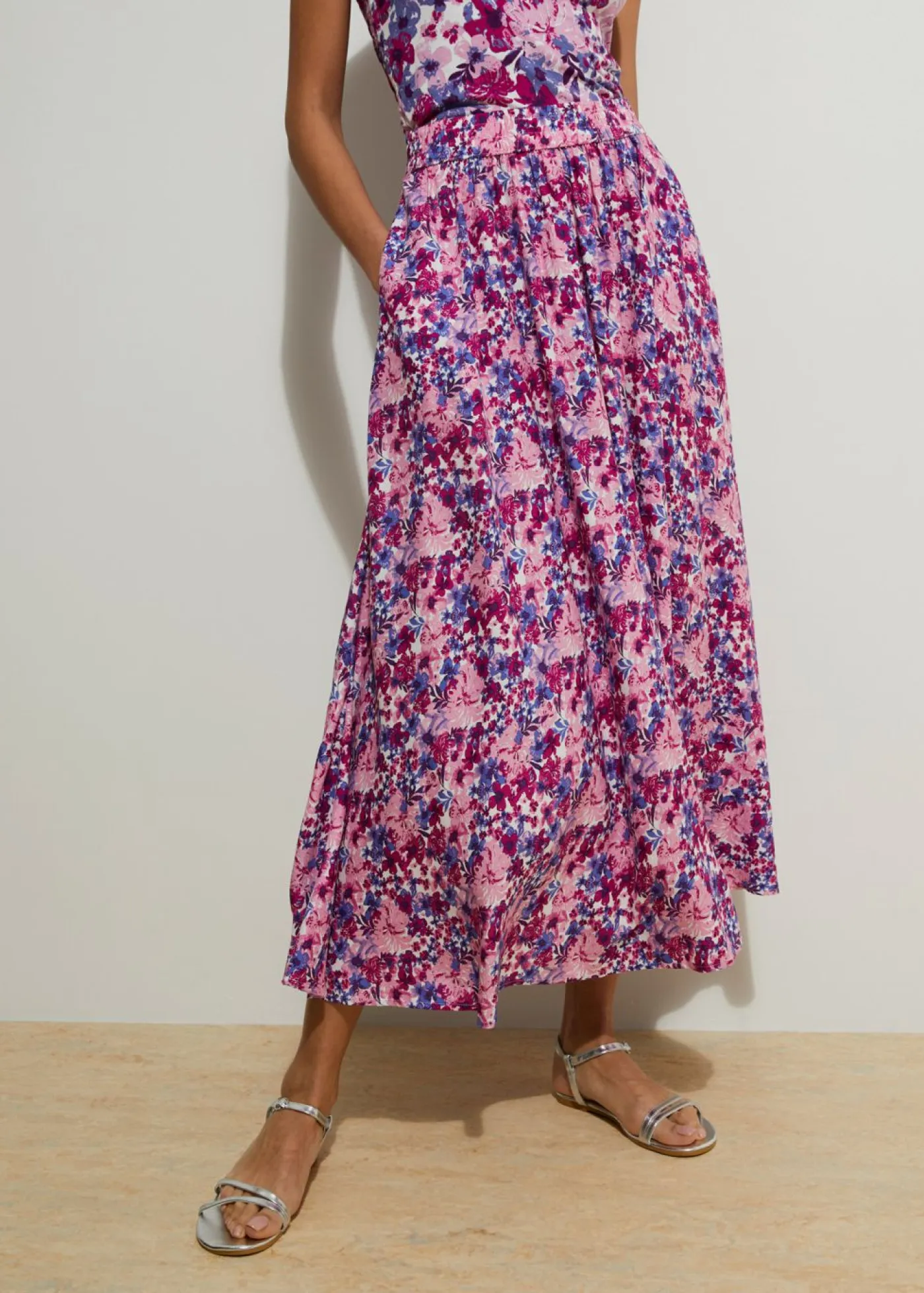 Clearance Falda larga de viscosa pura Mujer Faldas