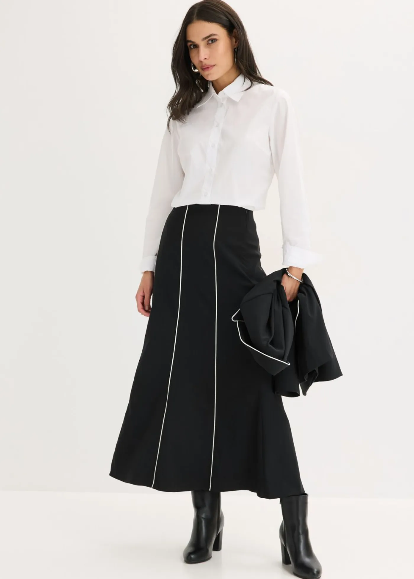 Outlet Falda larga elástica de bengalina Mujer Faldas