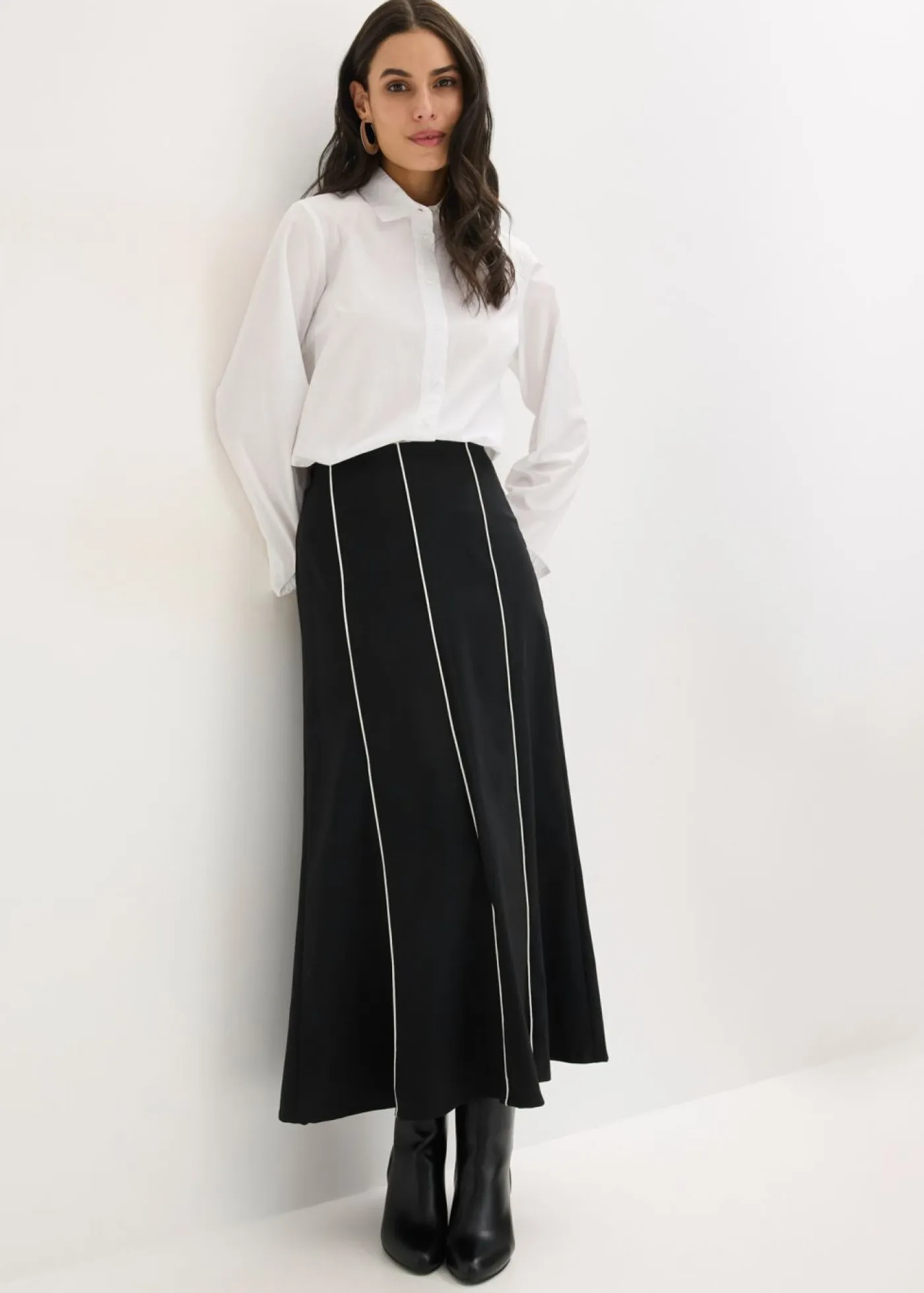 Outlet Falda larga elástica de bengalina Mujer Faldas