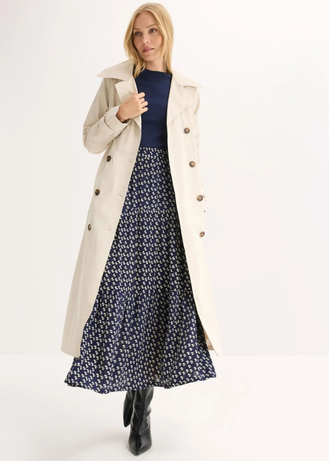Best Falda maxi a capas con viscosa estructurada Mujer Faldas|Novedades