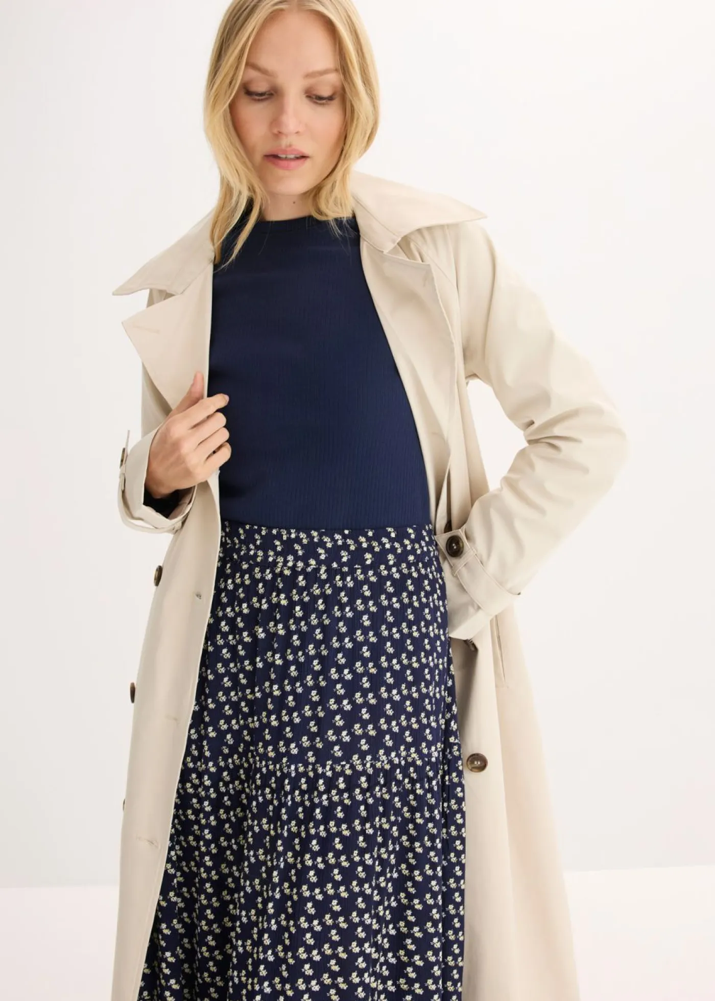 Best Falda maxi a capas con viscosa estructurada Mujer Faldas|Novedades