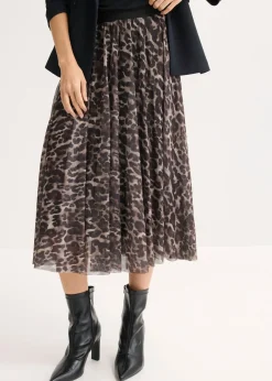 Sale Falda midi acampanada con malla Mujer Faldas|Novedades