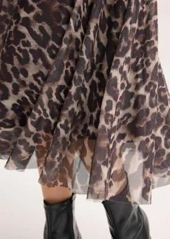 Sale Falda midi acampanada con malla Mujer Faldas|Novedades