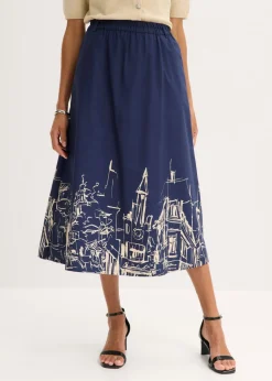 Outlet Falda midi de algodón orgánico puro Mujer Faldas