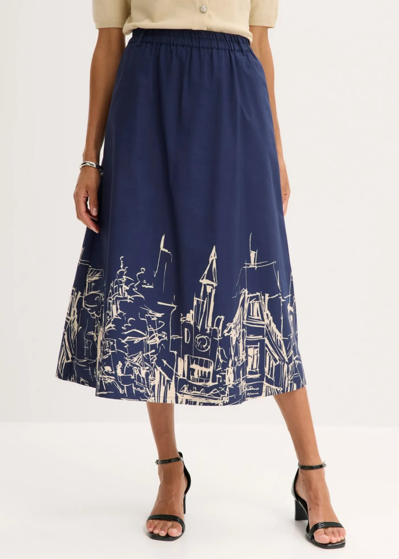 Outlet Falda midi de algodón orgánico puro Mujer Faldas