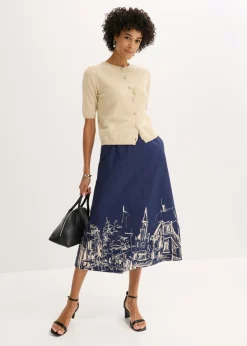 Outlet Falda midi de algodón orgánico puro Mujer Faldas