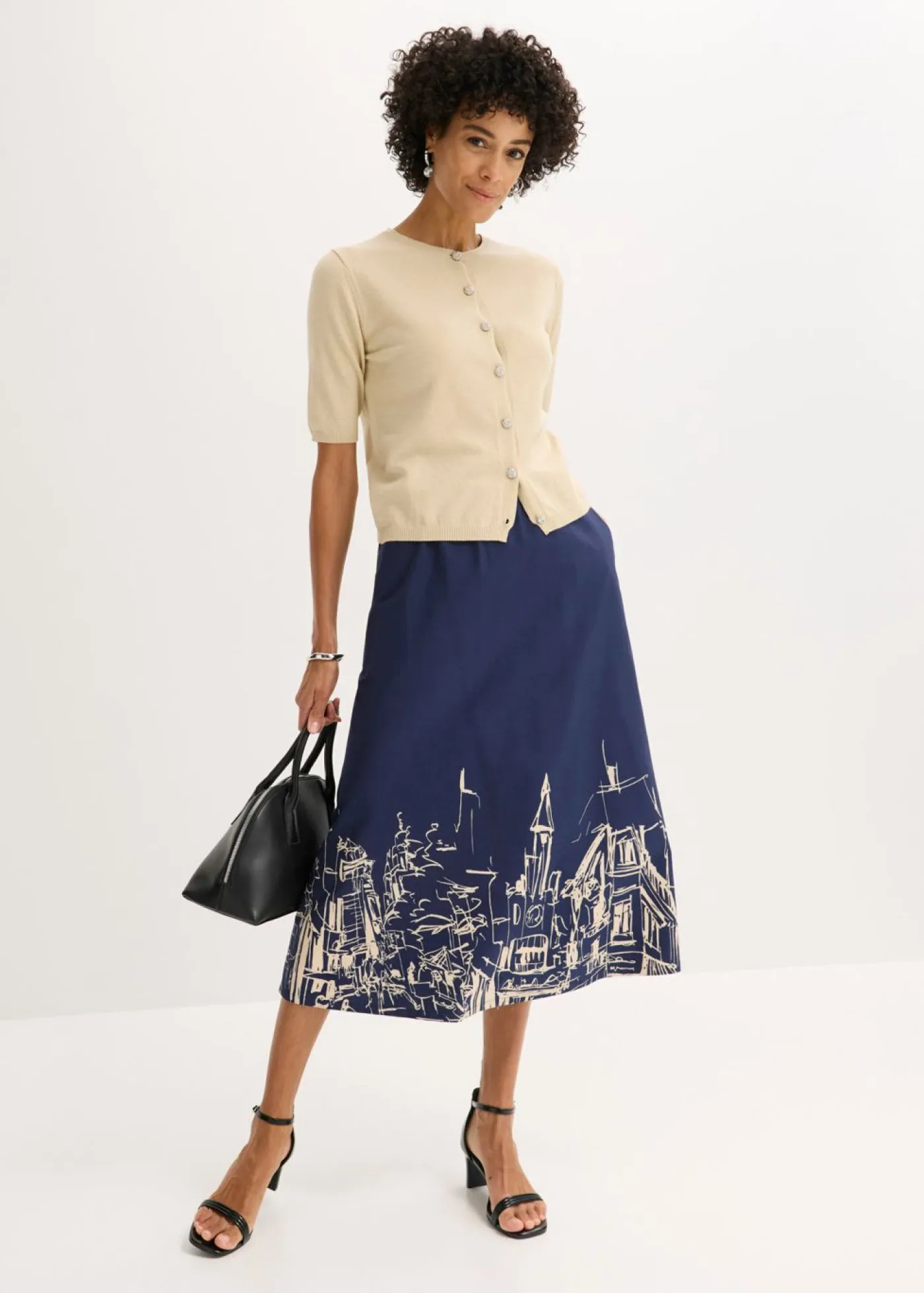 Outlet Falda midi de algodón orgánico puro Mujer Faldas
