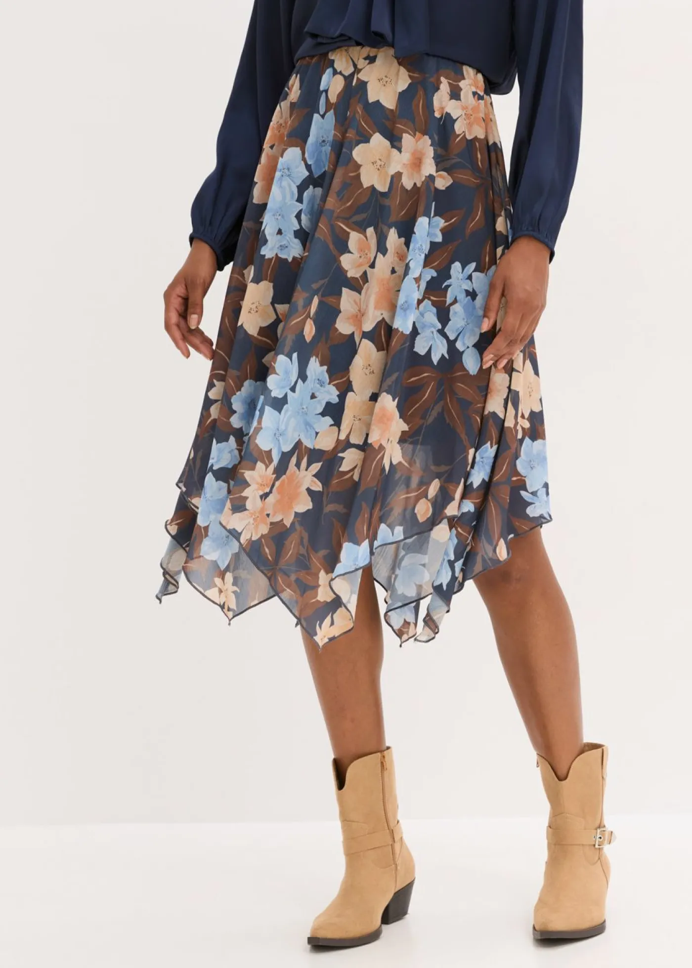 Best Falda midi de gasa con dobladillo asimétrico Mujer Faldas