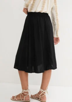 Clearance Falda midi de lino Mujer Faldas
