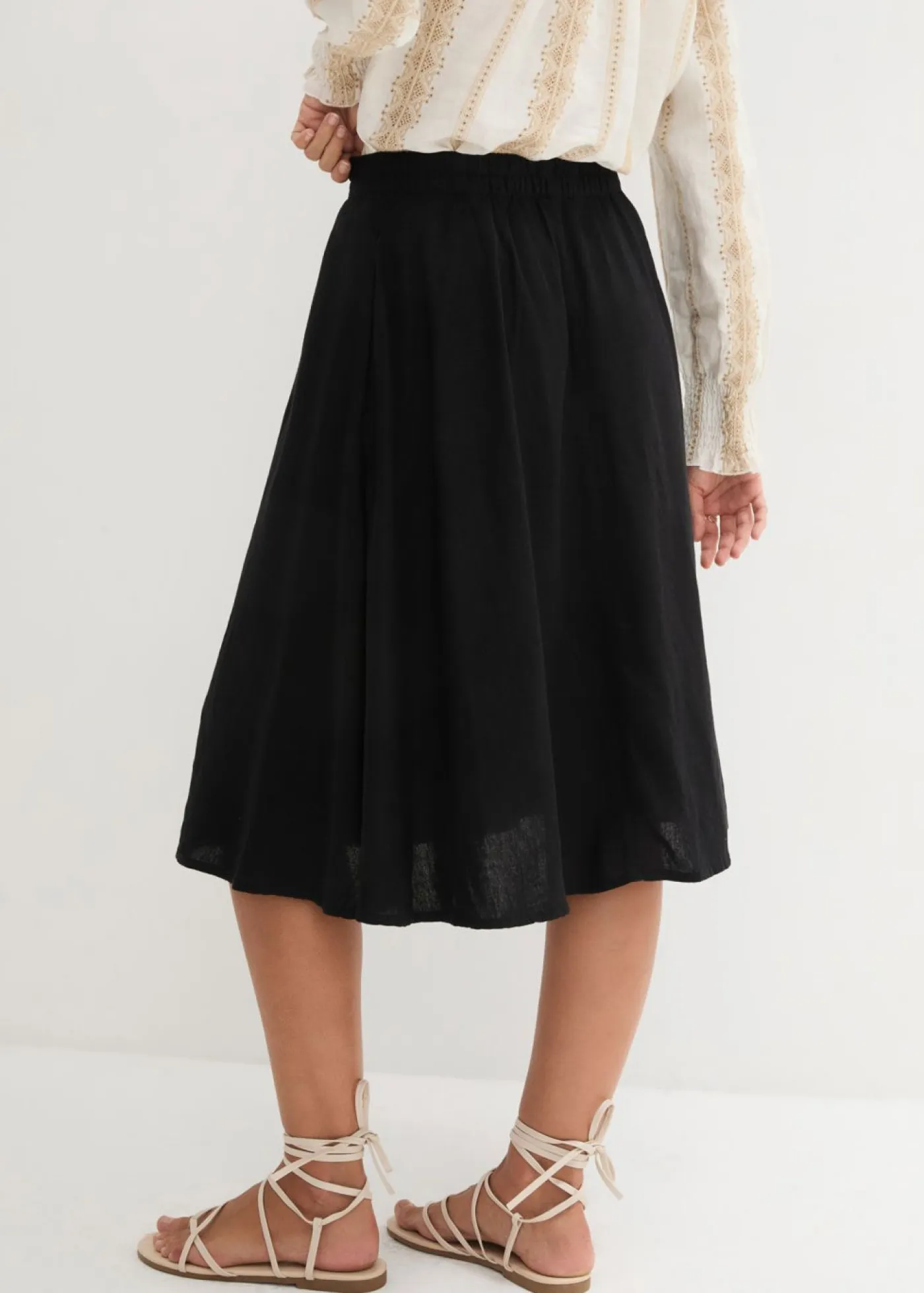 Clearance Falda midi de lino Mujer Faldas